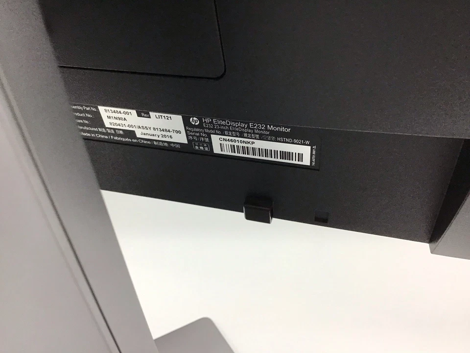 HP EliteDisplay E232 23" Widescreen HDMI Monitor Stand & Power Cord - Image 2 of 3