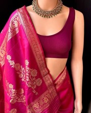 Designer Sari Bollywood Bridal Silk Saree Blouse South Indian Ethnic Ready made