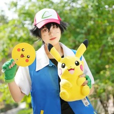 Boys Ash Ketchum Cosplay Costume Kids Anime Jacket Gloves Hat Ball Halloween — image 4