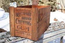 G59B VINTAGE BEECH NUT CHEWING GUM WOODEN SHIPPING CRATE BROOKLYN NEW YORK
