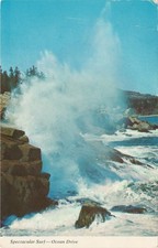 Postcard Spectacular Surf Ocean Drive Acadia National Park Maine Posted 1974
