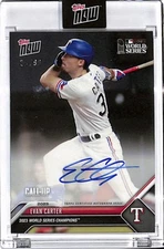 2023 TOPPS NOW MLB WORLD SERIES #WS3-A EVAN CARTER CALL-UP - BLACK 28/99 AUTO!