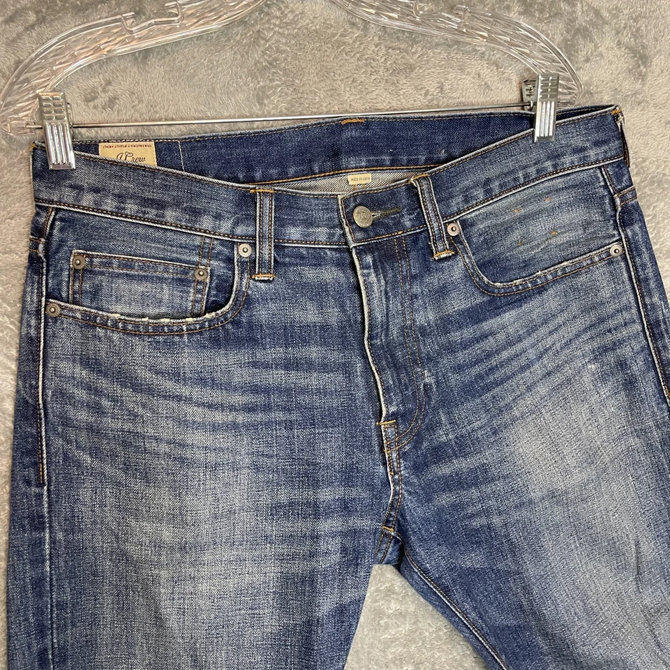 J.Crew Men 484 Denim Distressed Low Rise Stretch Worn In Slim Fit Jeans 32x30* - Image 3 of 4