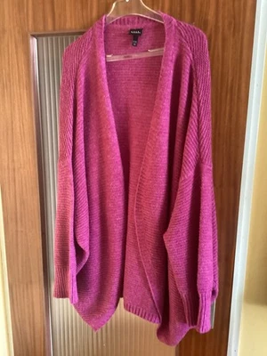 Poncho mujer Ulla Popken T. 62-64 rosa-rojo ancho/cómodo nuevo sin etiqueta - Imagen 1 de 4