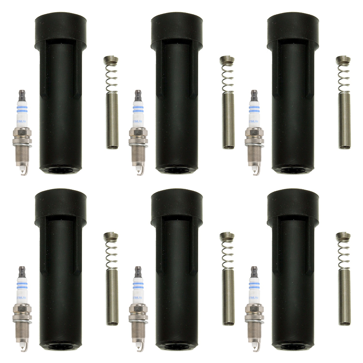 Bosch 6 Platinum Spark Plugs  NGK Coil Boots Kit for Cherokee TJ Wrangler 4L L6