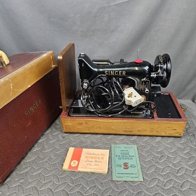 Singer 99K Nähmaschine elektrisch Vintage 50er Jahre mit Koffer Pedal manuell Extras