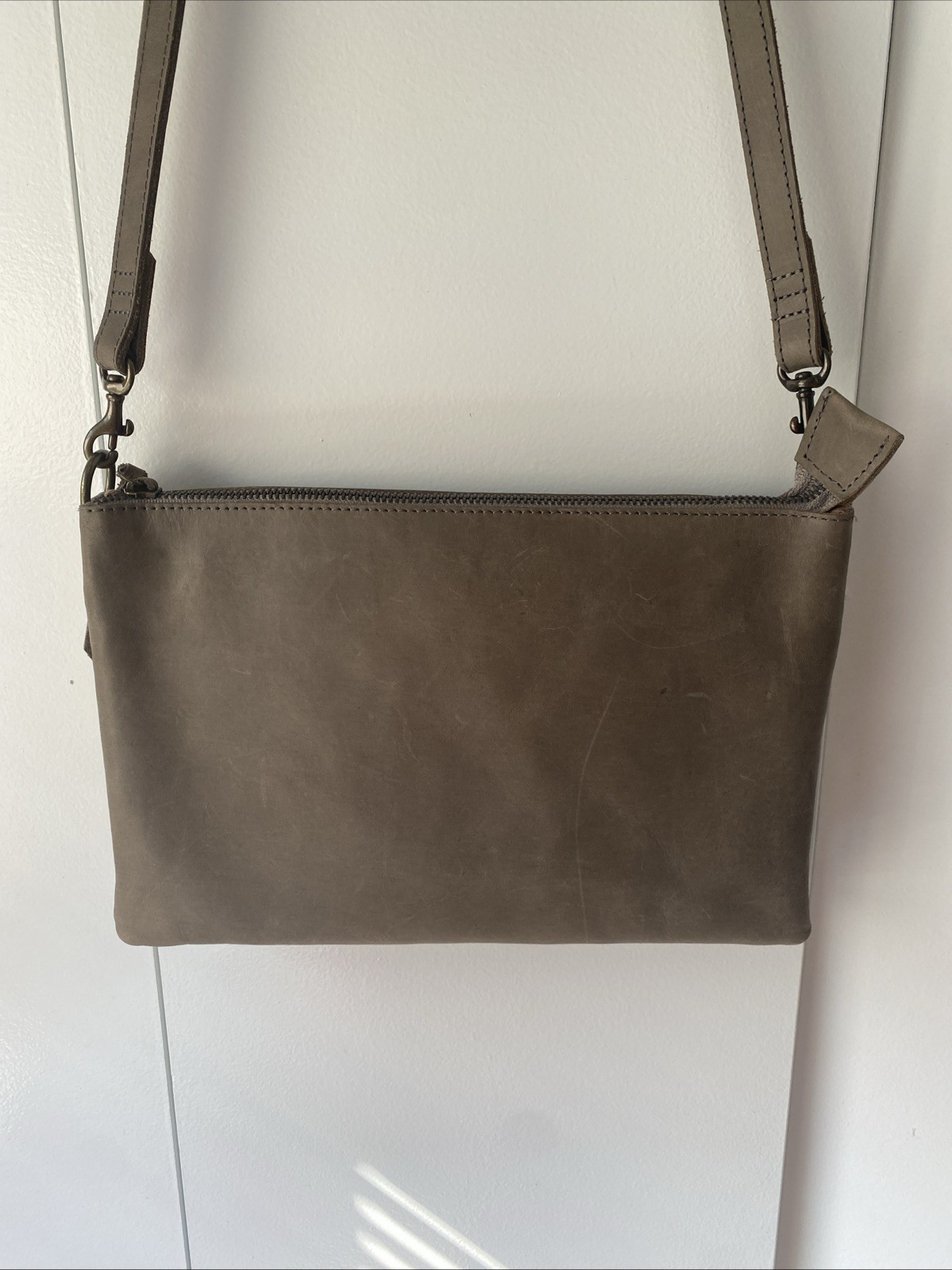 ABLE Martha Crossbody Charcoal Leather Purse Triple Compartment  Hardly Used !!