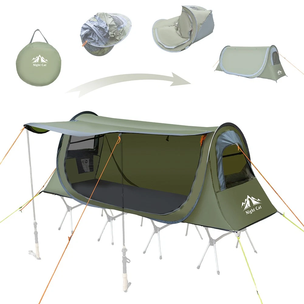 ​Folding Pop-up Camping Tunnel Tent -Waterproof & Fits Standard Camping Cot