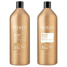 Redken All Soft Shampoo 1000ml+ Conditioner 1000 ml + 2X Pumpen
