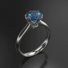2CT Round Cut Lab Created Blue Diamond Engagement Ring 14K White Gold Plated