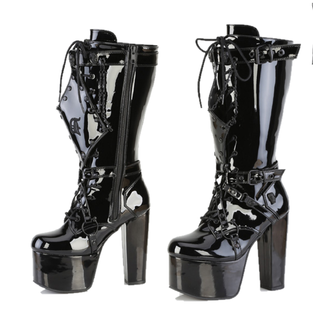 DEMONIA Torment Chunky Heel Platform Goth Punk Knee Boots | eBay