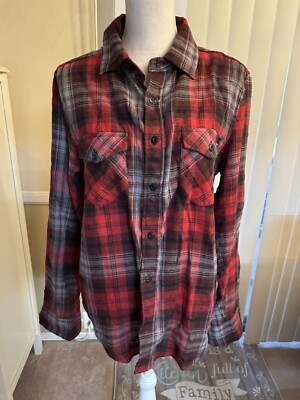 ELixir - Plaid Red Shirt Double Pocket, Button Front, Size Medium NWT