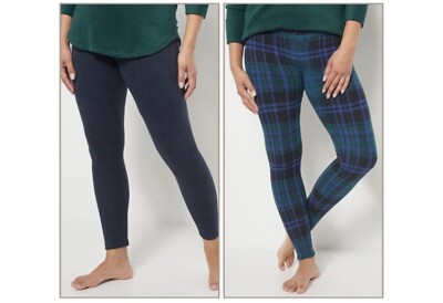 Cuddl Duds Fleecewear Stretch Leggings Pack of Navy/Navy Plaid XS A369295 