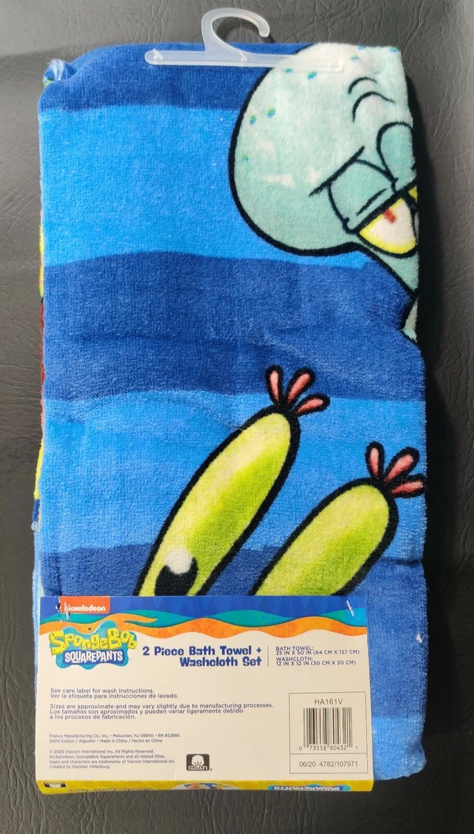 Spongebob Squarepants 2 Piece Bath Set Towel Washcloth