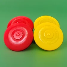 Vintage 1966 Wham-O Regular Frisbees Disc Golf Red Yellow Flying Saucers Set