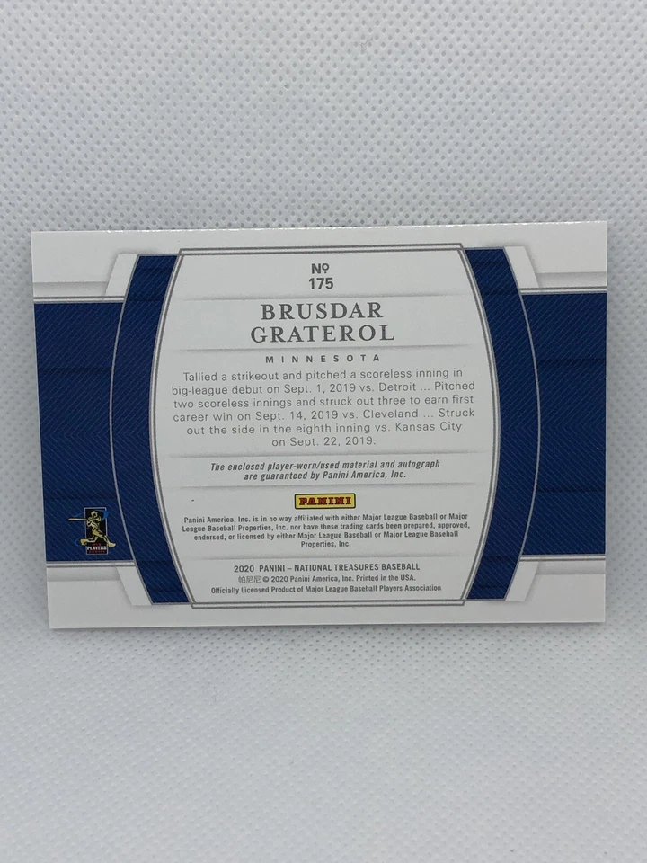2020 National Treasures Brusdar Graterol RPA Patch Auto 02/99!! Rookie Card - Image 3 of 3
