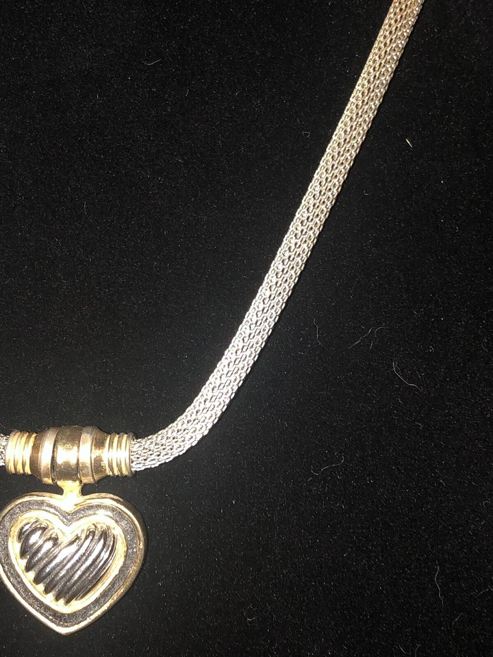 collar cuerda malla plata con colgante corazón Foto 4 de 4