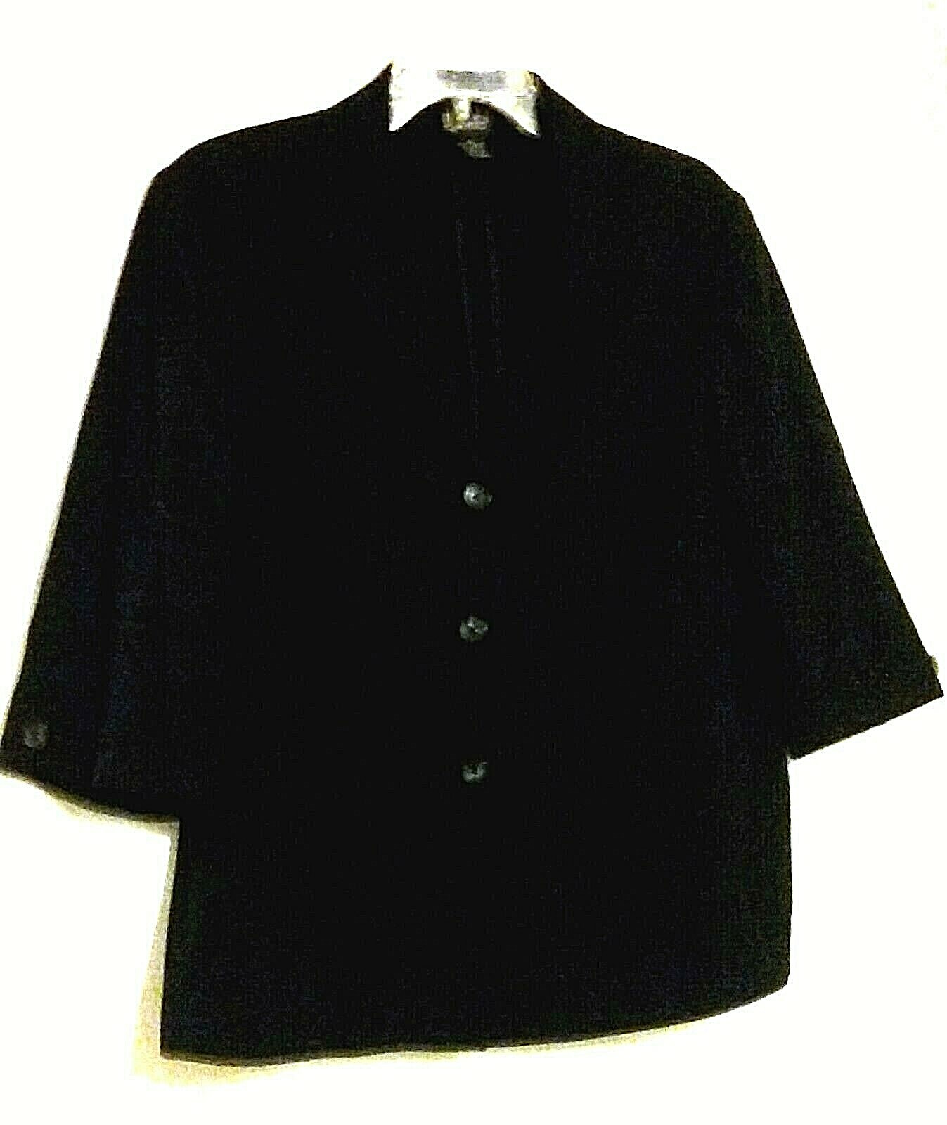 Rafaella Blazer Womens Size 12 Black 3/4 Sleeve Buttons Business Wear