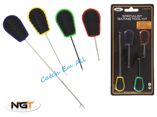 4pc Baiting Tool Set Carp Fishing Boilie Bait Needle Drill Pva NGT Soft