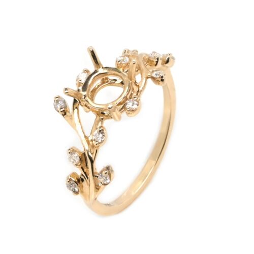 Anello vite semimontato tondo 6 mm in oro giallo 14 carati con accenti di diamanti (54171) - Foto 2 di 5