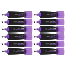 12 Thornton's Office Supplies ClearTip Highlighters, 5.0mm, Chisel Tip, Purple