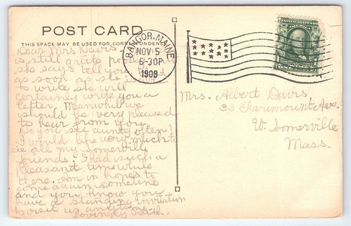 Postkarte Grüße aus Bangor Maine I Pine für Sie und Bal-Sam verschickt 1909 - Bild 2 von 2