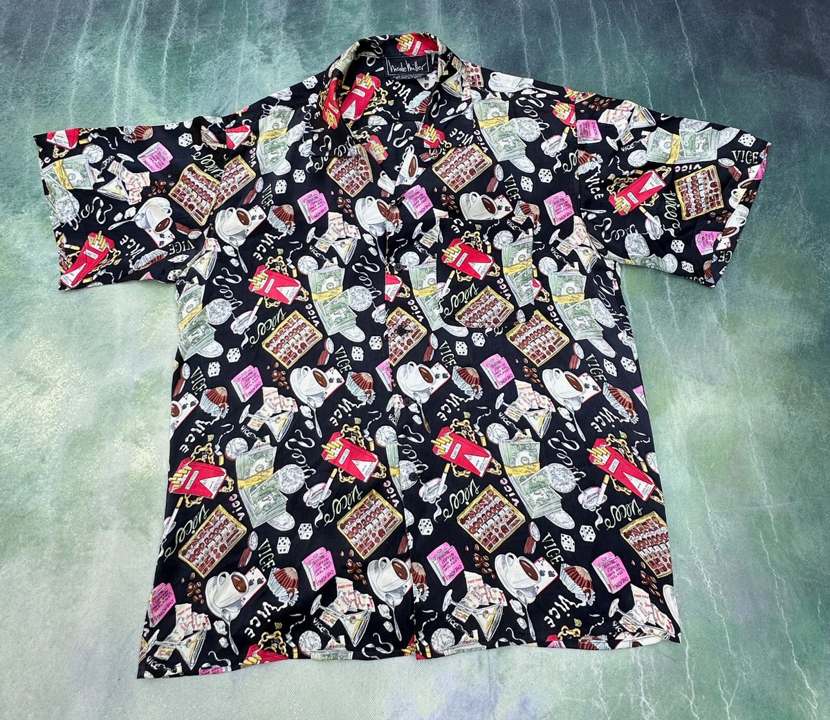 Cravate Vintage Nicole Miller Années 90 - Impression Crayon - 100% Soie - Occasion Très Bon État