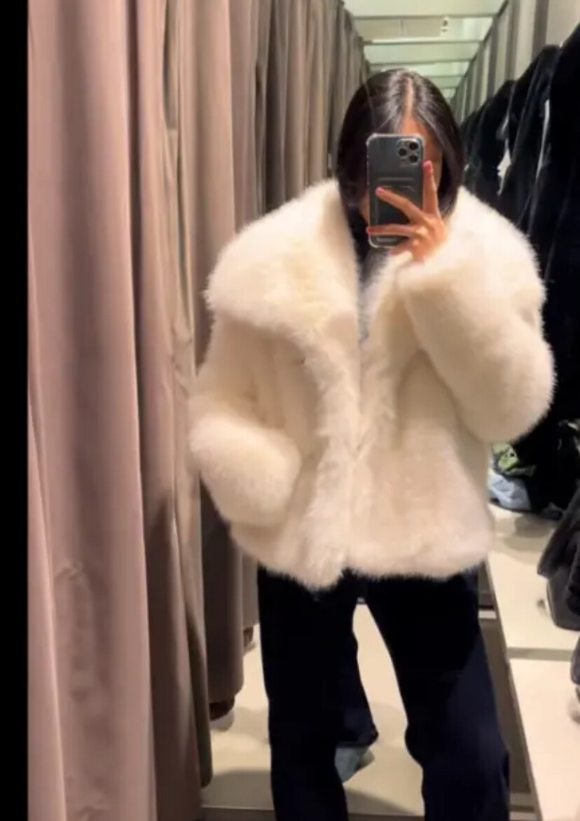 ZARA FAUX FUR JACKET ZW COLLECTION ECRU NEW FW24/25 SIZES
