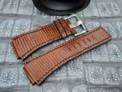 24mm/24mm Lizard Leather Watch Band Vintage Minimalist Design Exotic Leather