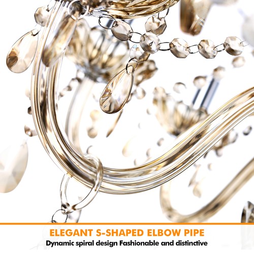 Modern 8 Lights Crystal Chandelier Ceiling Pendant Lamp Lighting Fixtures E12 - Picture 4 of 10