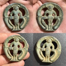 ancient Roman Bronze Casket Mount Depicting Human Figure