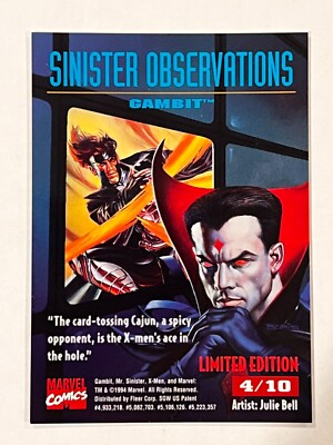 1994 Fleer Ultra X-MEN SINISTER OBSERVATIONS #4 Gambit (4 of 10