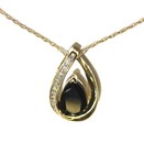 14k yellow gold .10ct diamond onyx gemstone pendant necklace 4.6g 17" — photo 1