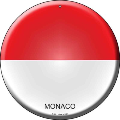 Monaco Novelty Round Circular Metal Sign 12'' Home Garage Wall Decor