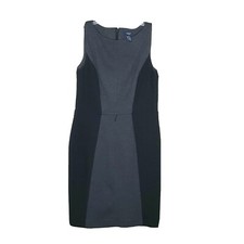 Chaps Colorblock Sheath Dress Size 12 Black Gray Poly Rayon Elastane Back Zip