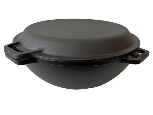 Wok Kasan 12 Liter mit Pfannendeckel aus Gusseisen Kazan - Bild 2 von 4
