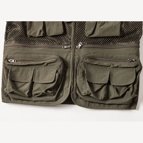 Herren Mesh Cargo Utility Jacke Weste Weste Tops mehrere Taschen Weste Angeln Marine - Bild 11 von 22