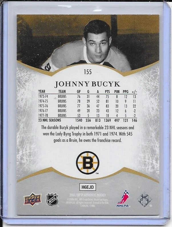 2007-08 SP Authentic Johnny Bucyk Notables # 155 #d/1999 - Image 2 of 2