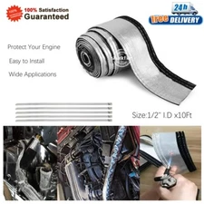 1/2" Metallic Heat Shield Sleeve Insulated Wire Hose Cover Wrap Loom Tube 10 Ft