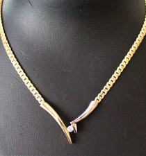 COLLIER BRILLANT 0,12 ct  MASSIV   585/-GELBGOLD / WEIßGOLD WERT 4390,-€