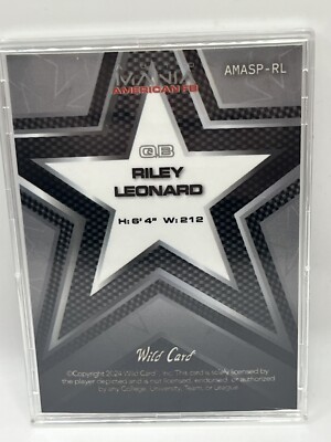 Riley LEONARD 2024 Wild Card Auto Mania #d /25 PRC American FB