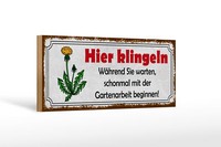 Holzschild Spruch 27X10 Cm Hier Klingeln Gartenarbeit Holz Schild Wooden Sign