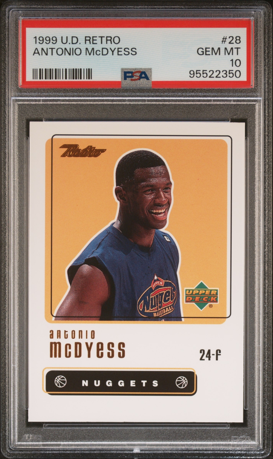 1999 UPPER DECK RETRO #28 ANTONIO MCDYESS PSA 10