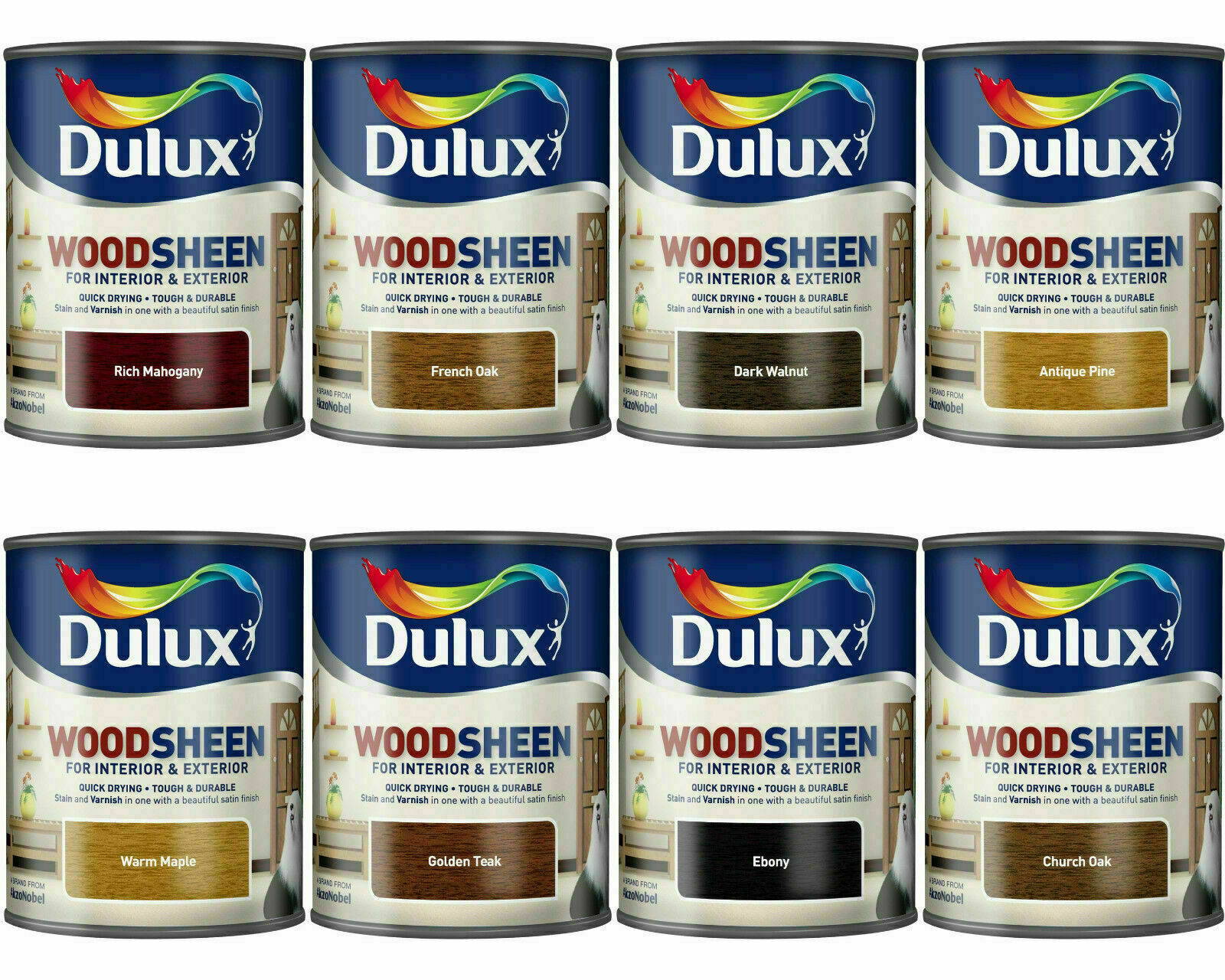 Dulux Woodsheen - Q-Dry Interior & Exterior Satin Varnish - All Colours & Sizes