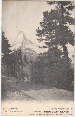 AK SCHWEIZ SCHWEIZ DAS HIRSCH gesehen von Riffelalp Ed Schokolade Klaus gestempelt 1905