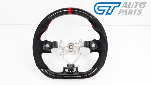 CF Alcantara Steering Wheel Red Stitching/Line for 08-13 Subaru Impreza WRX G3 - Picture 2 of 12