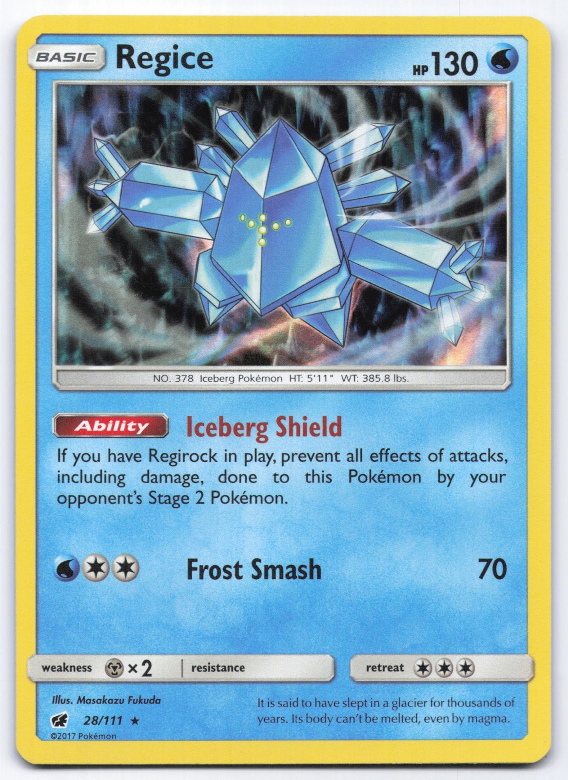 Regice 28/111 Crimson Invasion Holo Rare Pokemon Card LP