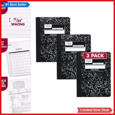 Composition Notebooks Wide Ruled 100 Sheets 7.5 x 9.75 Inch Black Marble 3 Pack