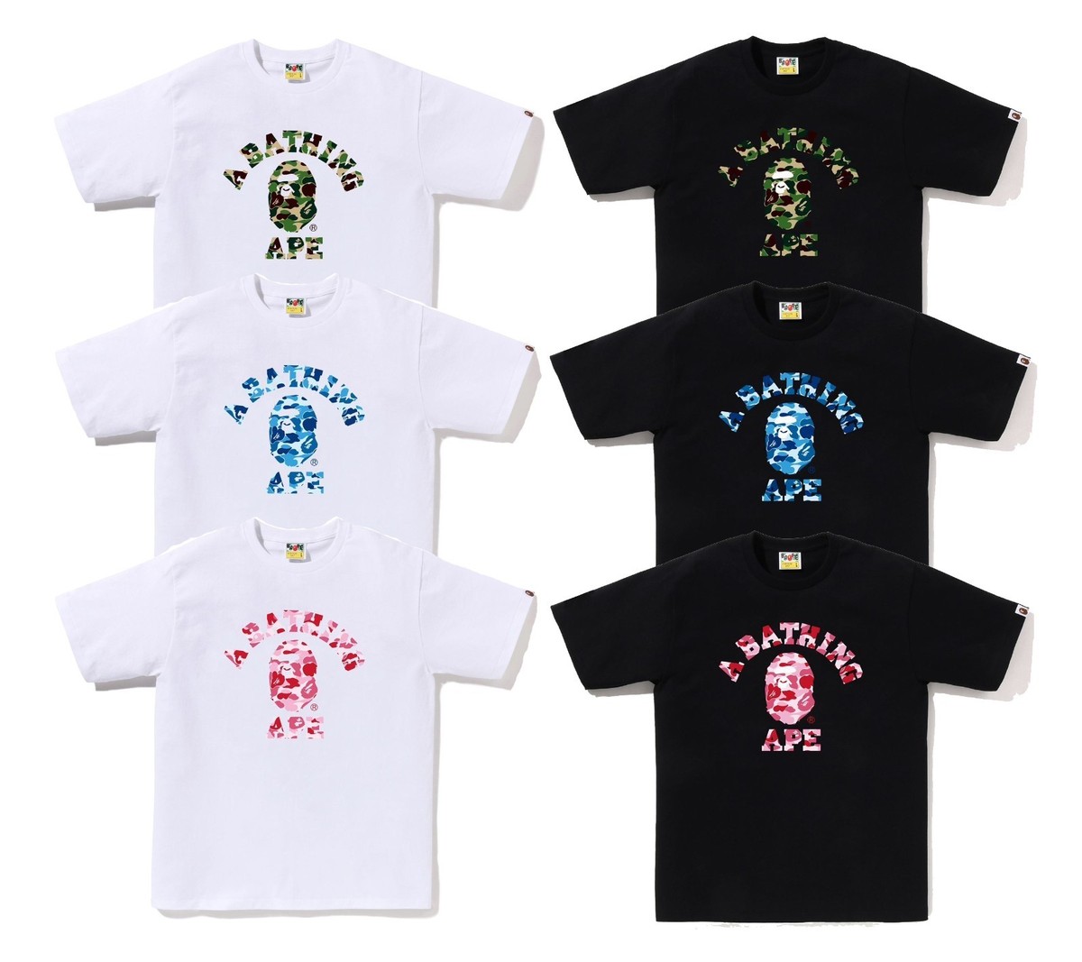 A BATHNIG APE Men's ABC CAMO COLLEGE TEE 1L80110005 r | eBay