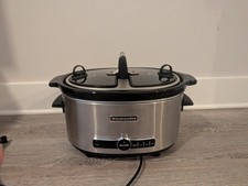 KitchenAid 6-Quart Slow Cooker Crockpot with Glass Lid Stainless Steel Cooking